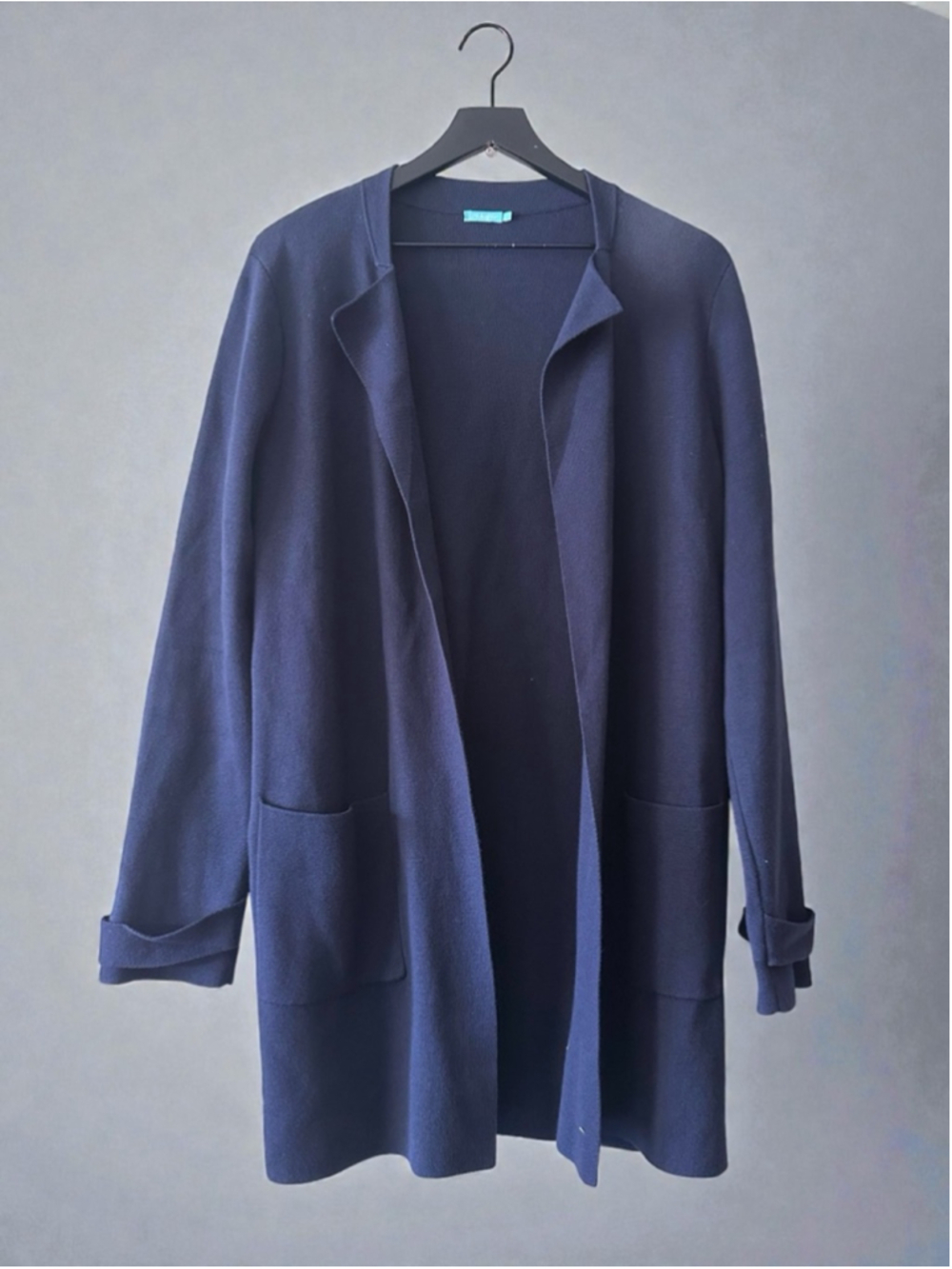 J. McLaughlin Navy Open Front Cardigan Coat Size L